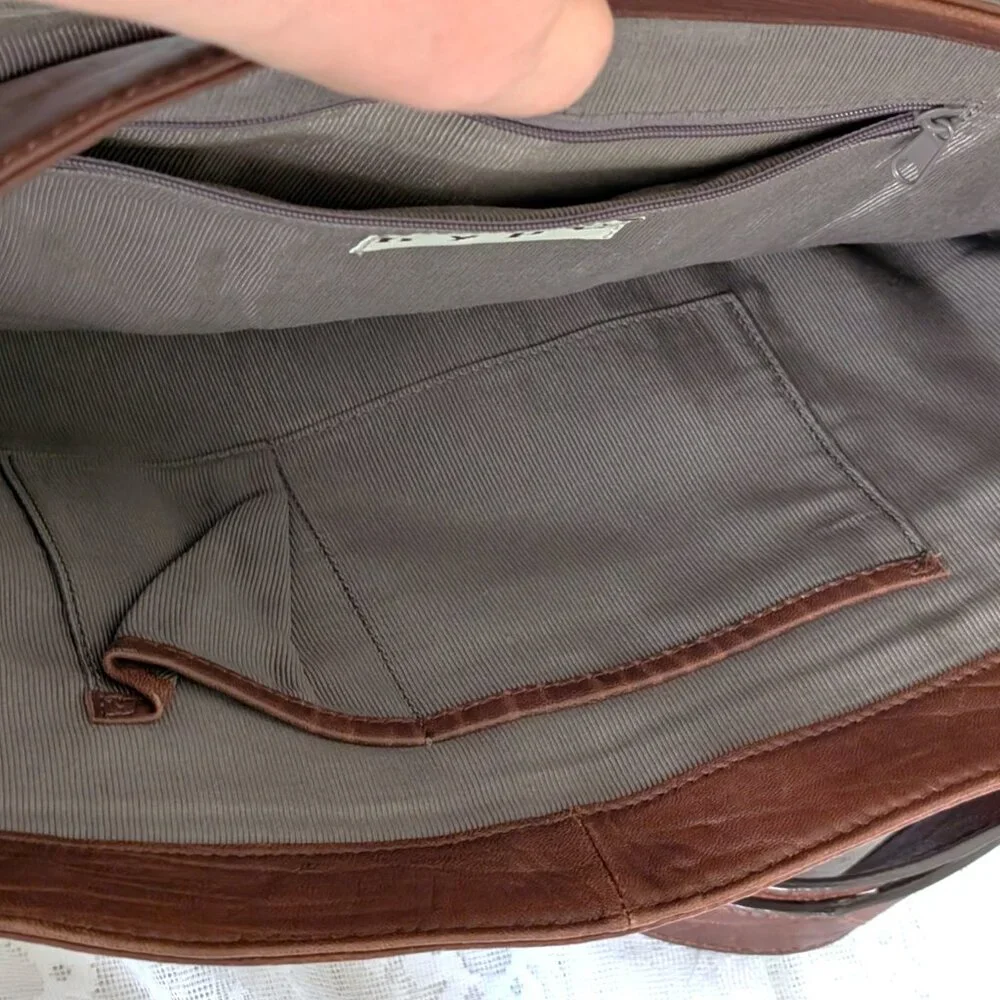 HYPE Brown Pebbled Leather Laptop Shoulder Messenger Briefcase Satchel Bag